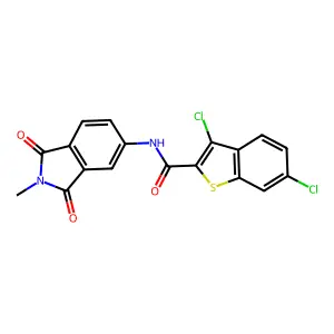 3,6-dichloro-N-(2-methyl-1,3-dioxoisoindol-5-yl)-1-benzothiophene-2-carboxamide structure