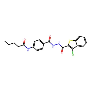 N-[4-[[(3-chloro-1-benzothiophene-2-carbonyl)amino]carbamoyl]phenyl]pentanamide structure