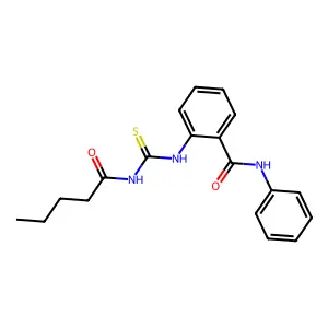 2-(pentanoylcarbamothioylamino)-N-phenylbenzamide structure