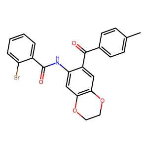 2-bromo-N-[7-(4-methylbenzoyl)-2,3-dihydro-1,4-benzodioxin-6-yl]benzamide structure