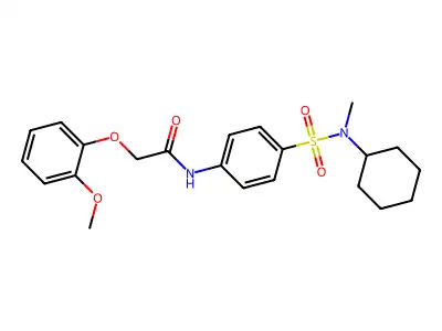 N-(4-{[cyclohexyl(methyl)amino]sulfonyl}phenyl)-2-(2-methoxyphenoxy)acetamide structure