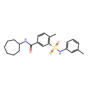 N-cycloheptyl-4-methyl-3-[(3-methylphenyl)sulfamoyl]benzamide structure