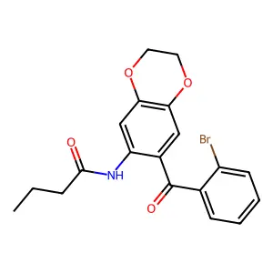 N-[7-(2-bromobenzoyl)-2,3-dihydro-1,4-benzodioxin-6-yl]butanamide structure
