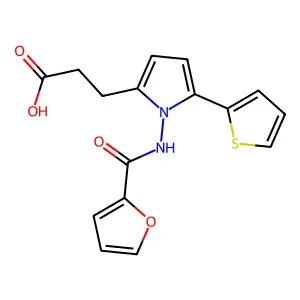 3-[1-(2-furoylamino)-5-(2-thienyl)-1H-pyrrol-2-yl]propanoic acid structure