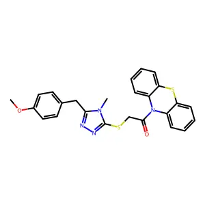 2-[[5-[(4-methoxyphenyl)methyl]-4-methyl-1,2,4-triazol-3-yl]sulfanyl]-1-phenothiazin-10-ylethanone structure