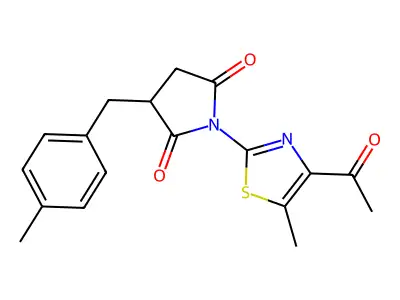 1-(4-acetyl-5-methyl-1,3-thiazol-2-yl)-3-[(4-methylphenyl)methyl]pyrrolidine-2,5-dione structure