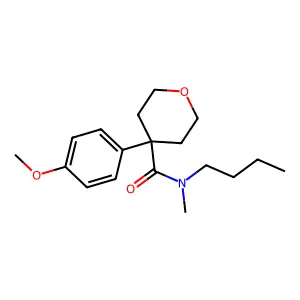 N-butyl-4-(4-methoxyphenyl)-N-methyloxane-4-carboxamide structure
