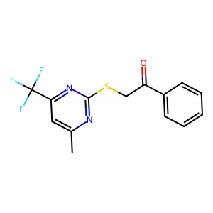 2-{[4-Methyl-6-(trifluoromethyl)pyrimidin-2-yl]sulfanyl}-1-phenylethan-1-one structure