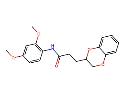 3-(2,3-dihydro-1,4-benzodioxin-2-yl)-N-(2,4-dimethoxyphenyl)propanamide structure