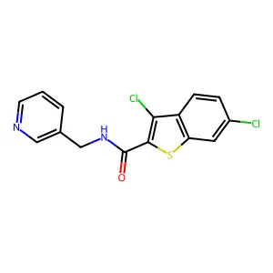 3,6-dichloro-N-(3-pyridinylmethyl)-1-benzothiophene-2-carboxamide structure