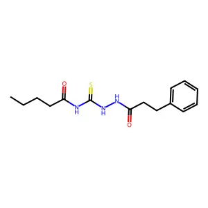 N-[[(1-oxo-3-phenylpropyl)hydrazo]-sulfanylidenemethyl]pentanamide structure