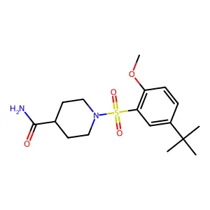 1-[(5-Tert-butyl-2-methoxyphenyl)sulfonyl]-4-piperidinecarboxamide structure