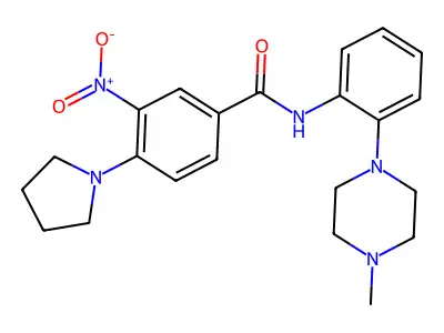 N-[2-(4-methylpiperazin-1-yl)phenyl]-3-nitro-4-pyrrolidin-1-ylbenzamide structure