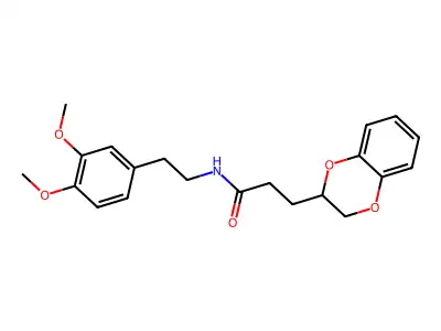 3-(2,3-dihydro-1,4-benzodioxin-2-yl)-N-[2-(3,4-dimethoxyphenyl)ethyl]propanamide structure
