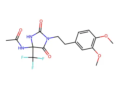 N-[1-[2-(3,4-dimethoxyphenyl)ethyl]-2,5-dioxo-4-(trifluoromethyl)imidazolidin-4-yl]acetamide structure