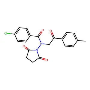 4-chloro-N-(2,5-dioxopyrrolidin-1-yl)-N-[2-(4-methylphenyl)-2-oxoethyl]benzamide structure