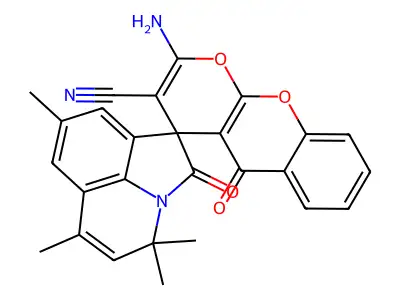 2-amino-4',4',6',8'-tetramethyl-2',5-dioxo-4'H,5H-spiro[pyrano[2,3-b]chromene-4,1'-pyrrolo[3,2,1-ij]quinoline]-3-carbonitrile structure