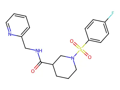 1-(4-fluorophenyl)sulfonyl-N-(pyridin-2-ylmethyl)piperidine-3-carboxamide structure