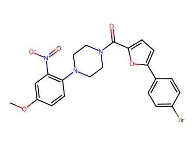 [5-(4-bromophenyl)furan-2-yl]-[4-(4-methoxy-2-nitrophenyl)piperazin-1-yl]methanone structure