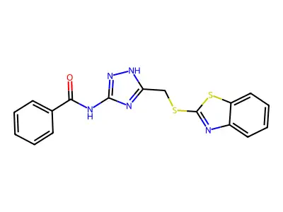 N-[5-(1,3-benzothiazol-2-ylsulfanylmethyl)-1H-1,2,4-triazol-3-yl]benzamide structure