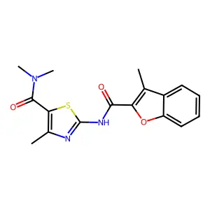 N,N,4-trimethyl-2-[(3-methyl-1-benzofuran-2-carbonyl)amino]-1,3-thiazole-5-carboxamide structure