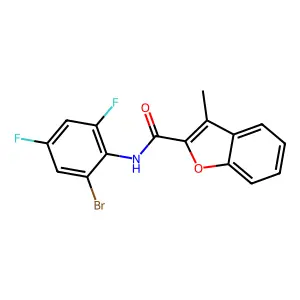N-(2-bromo-4,6-difluorophenyl)-3-methyl-1-benzofuran-2-carboxamide structure