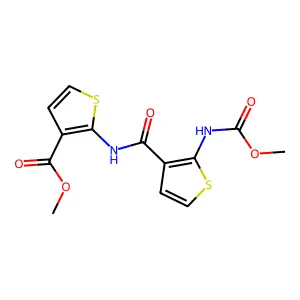 methyl 2-[({2-[(methoxycarbonyl)amino]-3-thienyl}carbonyl)amino]-3-thiophenecarboxylate structure