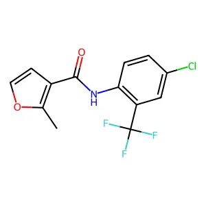 N-[4-chloro-2-(trifluoromethyl)phenyl]-2-methylfuran-3-carboxamide structure