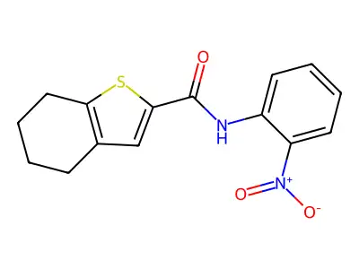 N-(2-nitrophenyl)-4,5,6,7-tetrahydro-1-benzothiophene-2-carboxamide structure