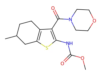 methyl [6-methyl-3-(morpholin-4-ylcarbonyl)-4,5,6,7-tetrahydro-1-benzothiophen-2-yl]carbamate structure
