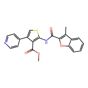 methyl 2-(3-methylbenzofuran-2-carboxamido)-4-(pyridin-4-yl)thiophene-3-carboxylate structure