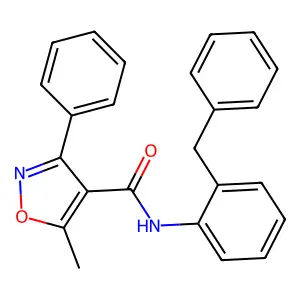 N-(2-benzylphenyl)-5-methyl-3-phenyl-1,2-oxazole-4-carboxamide structure