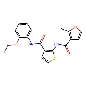 N-[3-[(2-ethoxyphenyl)carbamoyl]thiophen-2-yl]-2-methylfuran-3-carboxamide structure