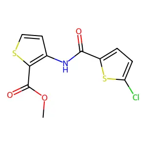 Methyl 3-{[(5-chloro-2-thienyl)carbonyl]amino}thiophene-2-carboxylate structure