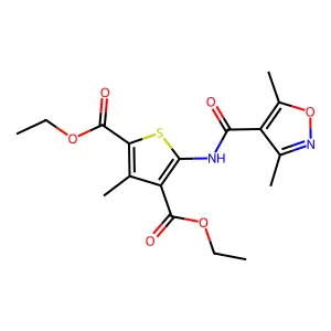 diethyl 5-(3,5-dimethylisoxazole-4-carboxamido)-3-methylthiophene-2,4-dicarboxylate structure