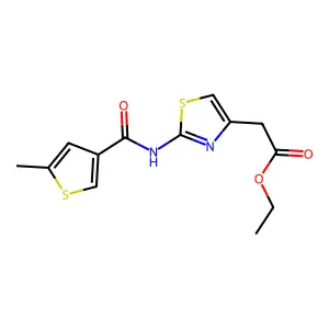 Ethyl (2-{[(5-methyl-3-thienyl)carbonyl]amino}-1,3-thiazol-4-yl)acetate structure