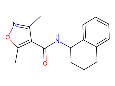 3,5-dimethyl-N-(1,2,3,4-tetrahydronaphthalen-1-yl)-1,2-oxazole-4-carboxamide structure