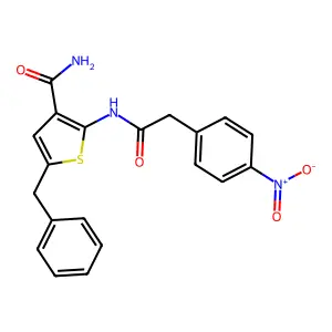 5-Benzyl-2-[[2-(4-nitrophenyl)acetyl]amino]thiophene-3-carboxamide structure