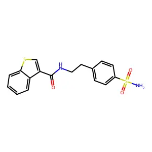 N-[2-(4-sulfamoylphenyl)ethyl]-1-benzothiophene-3-carboxamide structure
