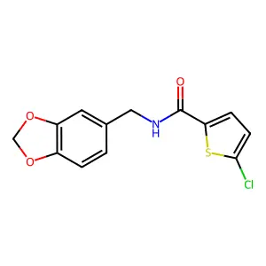 N-(1,3-benzodioxol-5-ylmethyl)-5-chlorothiophene-2-carboxamide structure