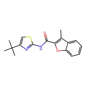 N-(4-tert-butyl-1,3-thiazol-2-yl)-3-methyl-1-benzofuran-2-carboxamide structure