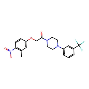 2-(3-methyl-4-nitrophenoxy)-1-[4-[3-(trifluoromethyl)phenyl]piperazin-1-yl]ethanone structure