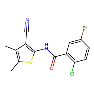 5-bromo-2-chloro-N-(3-cyano-4,5-dimethylthiophen-2-yl)benzamide structure