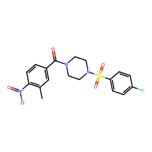 [4-(4-Fluorophenyl)sulfonylpiperazin-1-yl]-(3-methyl-4-nitrophenyl)methanone structure