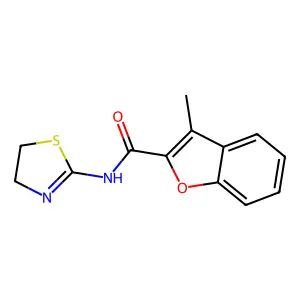 N-(4,5-dihydro-1,3-thiazol-2-yl)-3-methyl-1-benzofuran-2-carboxamide structure