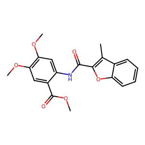 Methyl 4,5-dimethoxy-2-{[(3-methyl-1-benzofuran-2-yl)carbonyl]amino}benzoate structure