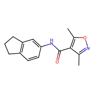 N-(2,3-dihydro-1H-inden-5-yl)-3,5-dimethyl-4-isoxazolecarboxamide structure