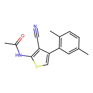 N-[3-cyano-4-(2,5-dimethylphenyl)thiophen-2-yl]acetamide structure