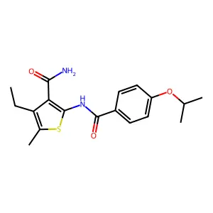 4-Ethyl-5-methyl-2-[(4-propan-2-yloxybenzoyl)amino]thiophene-3-carboxamide structure