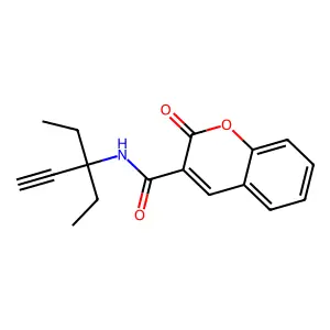 N-(3-ethylpent-1-yn-3-yl)-2-oxochromene-3-carboxamide structure
